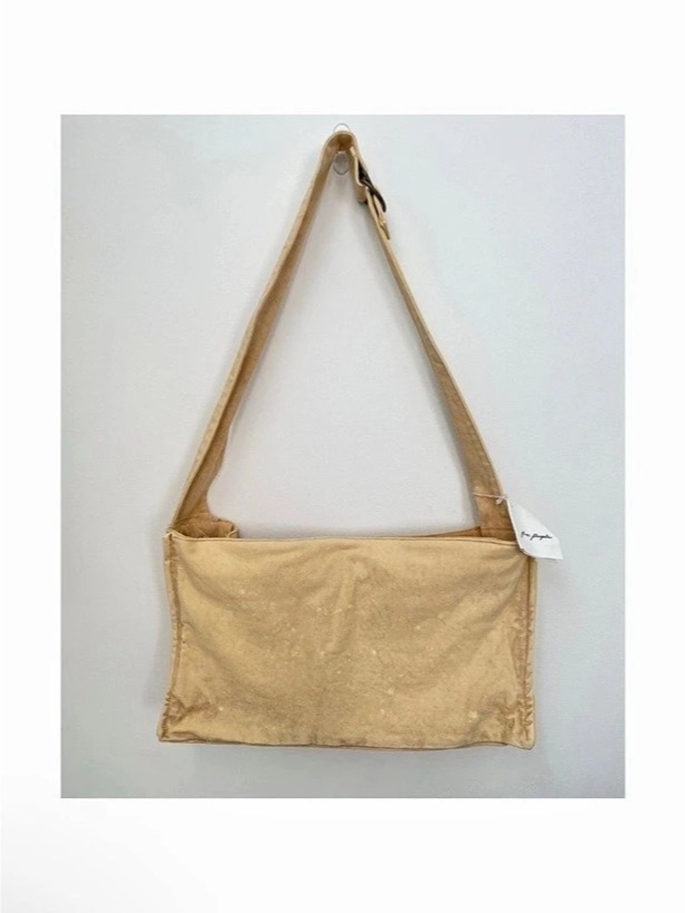 New Free People Camp Crush Sling Bag Yellow Canvas Tote Crossbody Adjustable Str - Picture 3 of 8
